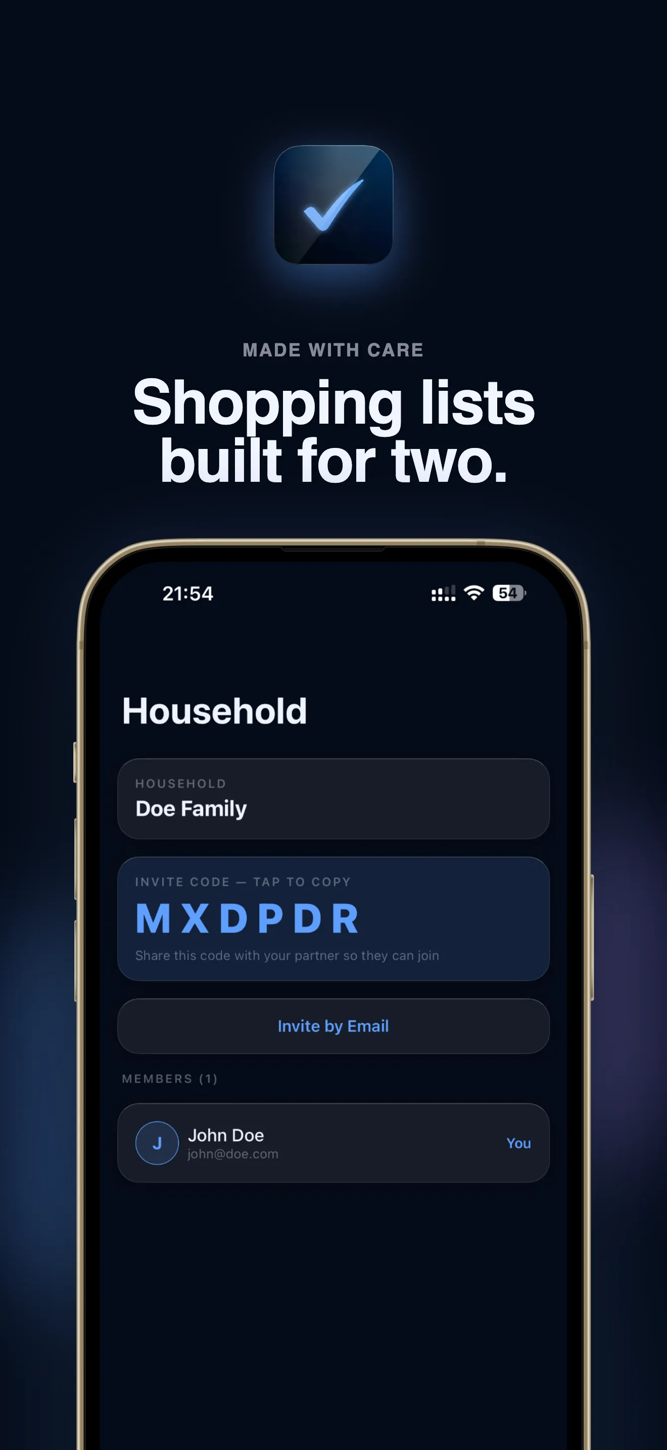 Shopping lists built for two.